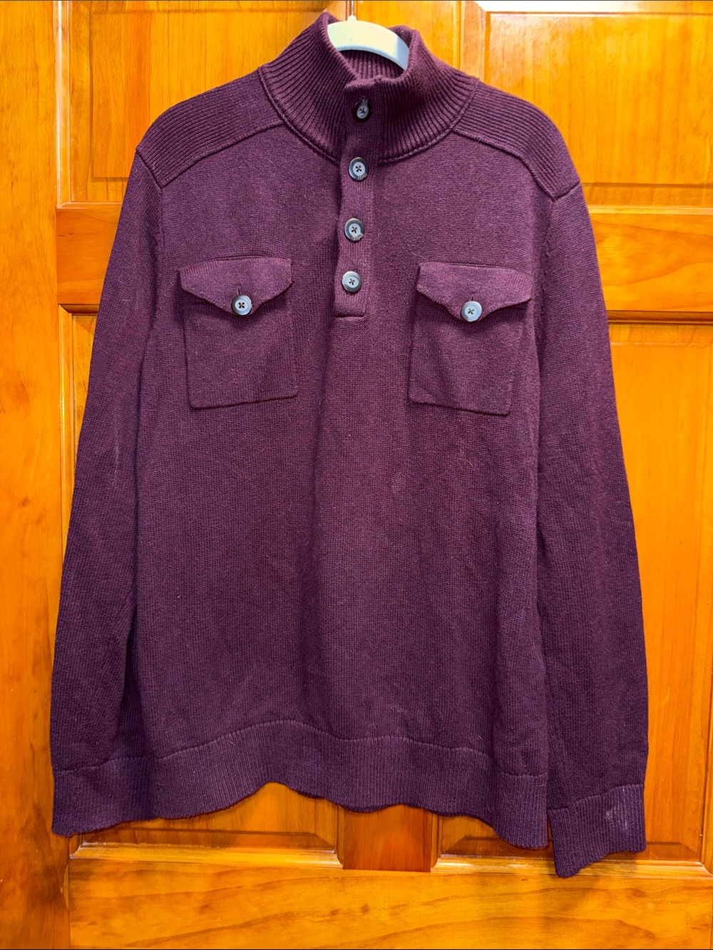 Banana Republic Men's Plum Turtleneck Button Sweater